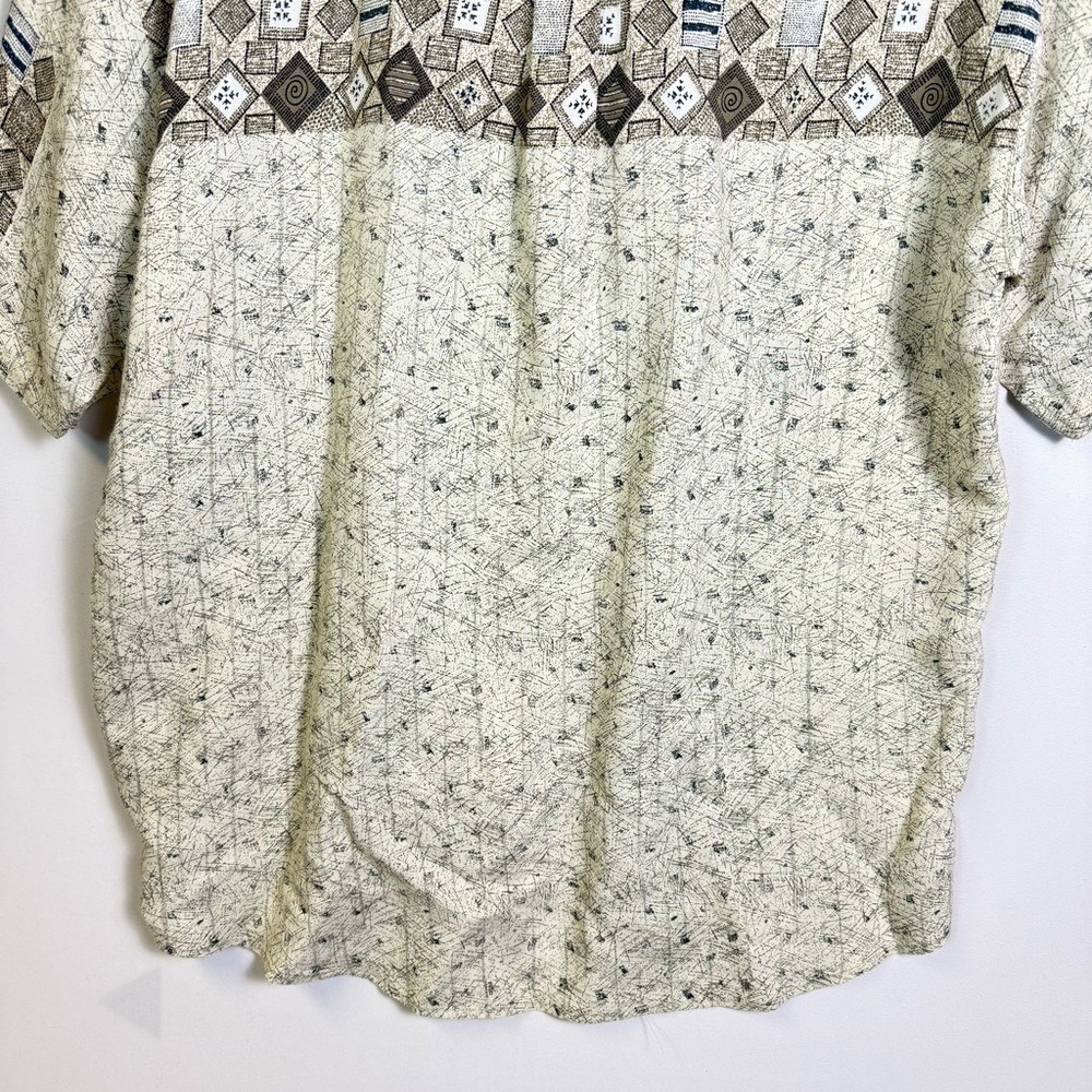 SAngi USA Vtg Mens Button down Shirt Medium Rayon Relax‎ Fit Trival Print Casual - Picture 10 of 12